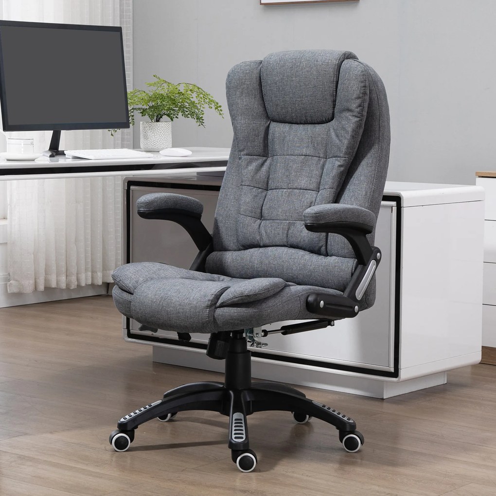 Vinsetto Fotoliu Relax cu 6 Zone de Masaj, Spătar Reglabil și Design Ergonomic, Gri | Aosom Romania