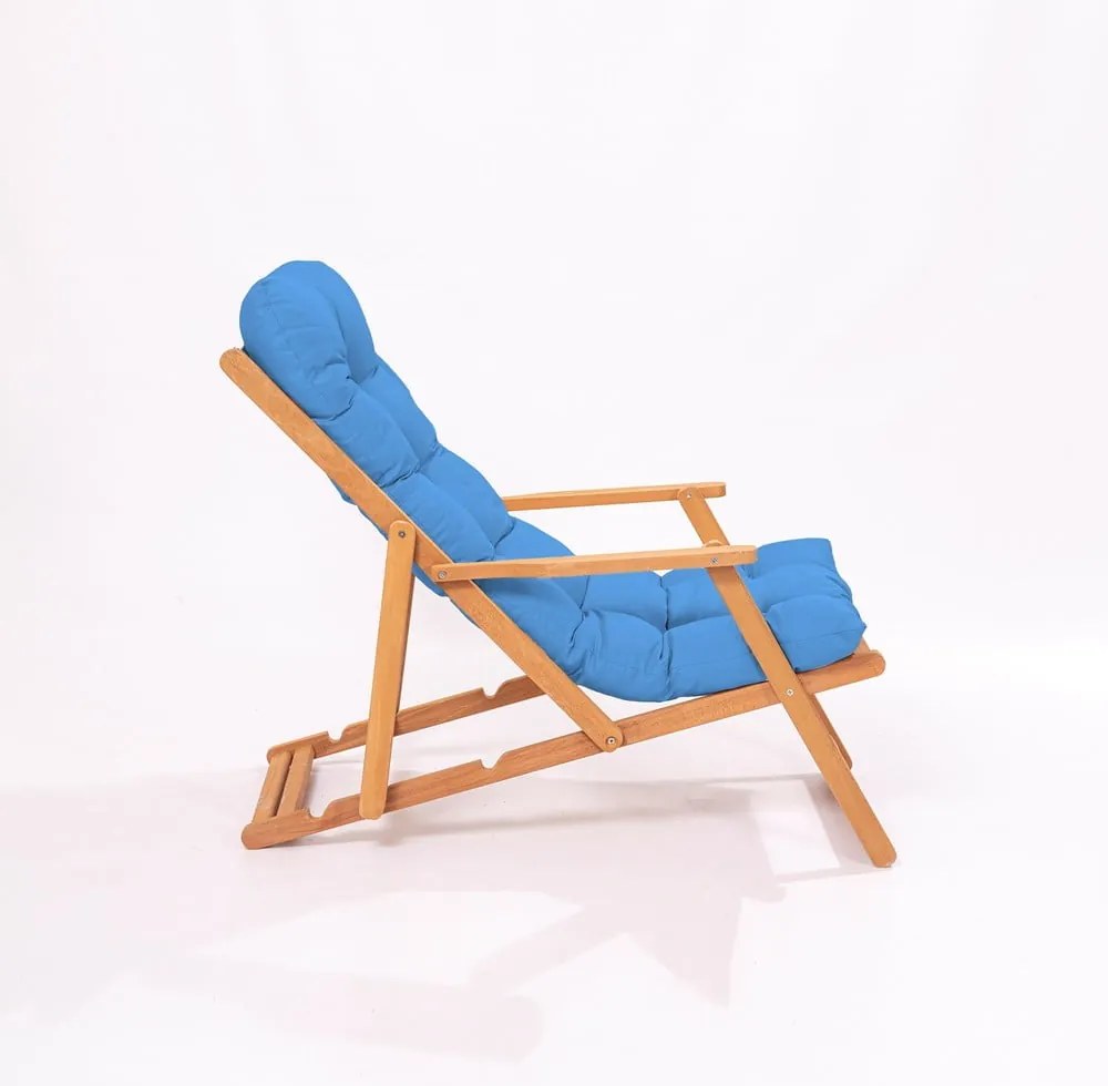 Șezlong de grădină albastru/natural din lemn – Floriane Garden