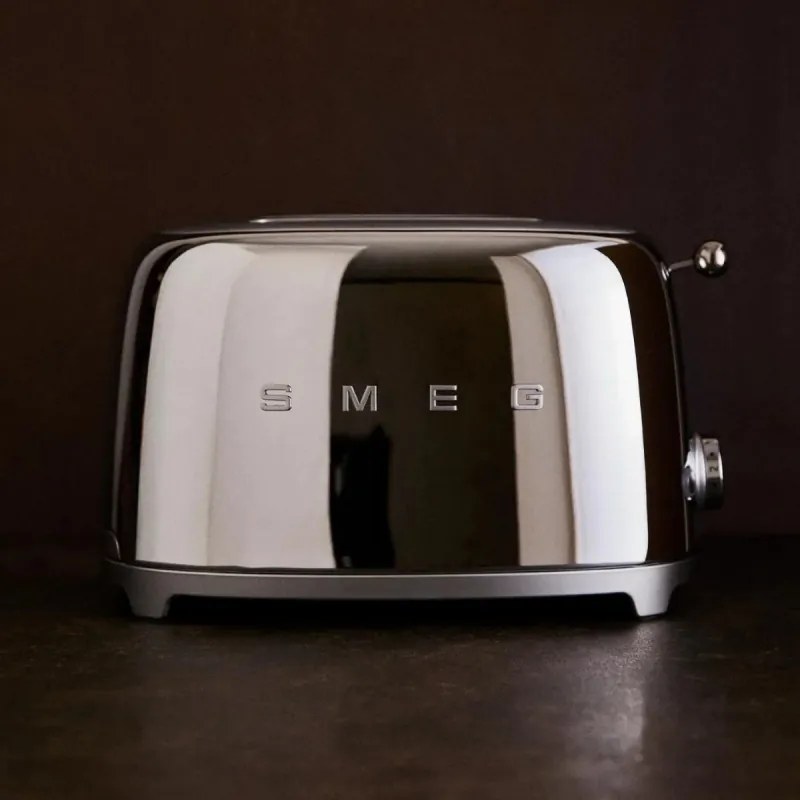 Prajitor de paine SMEG 50's Style TSF01SSEU, 950 W, 2 felii, 6 trepte, Tava pentru firimituri, Cablu integrat, Otel inoxidabil, Argintiu