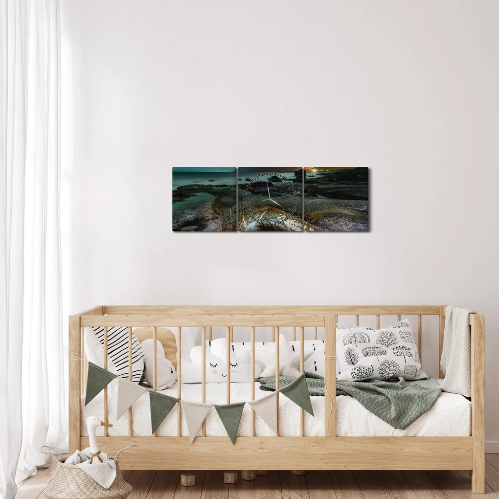 Tablou - Scena de noapte (cu ceas) (90x30 cm)
