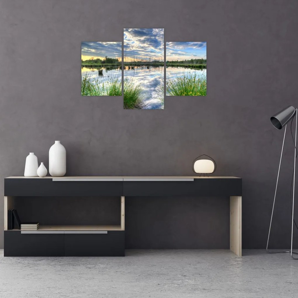 Tablou cu lac și trestie (90x60 cm)