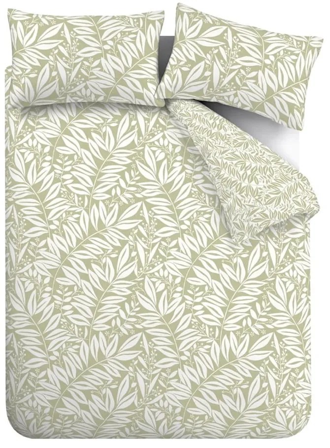 Lenjerie de pat verde pentru pat dublu 200x200 cm Sorrel Leaves – Catherine Lansfield