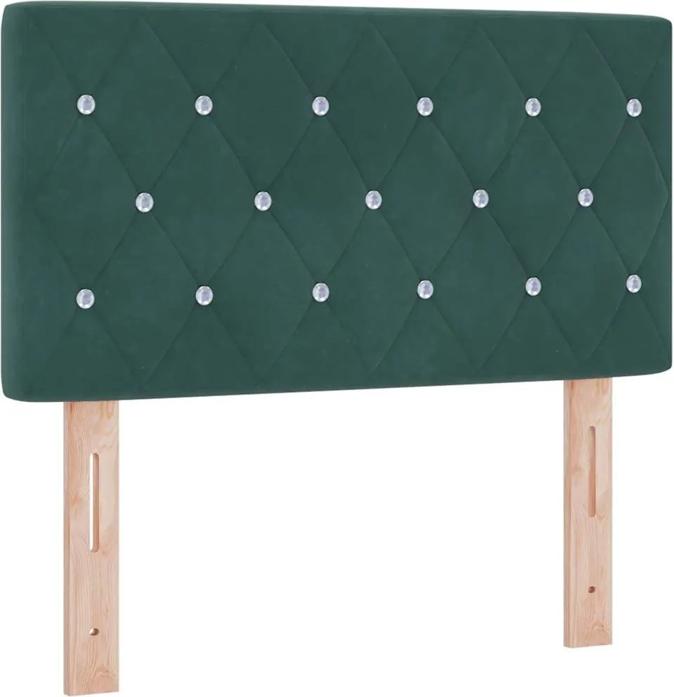 vidaXL Tăblie LED cu benzi LED cu headboard Verde închis 80 cm Catifea