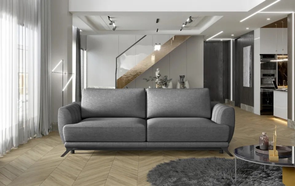 Canapea extensibila cu spatiu pentru depozitare, 242x90x95 cm, Megis 02, Eltap (Culoare: Gri / Texas 92)
