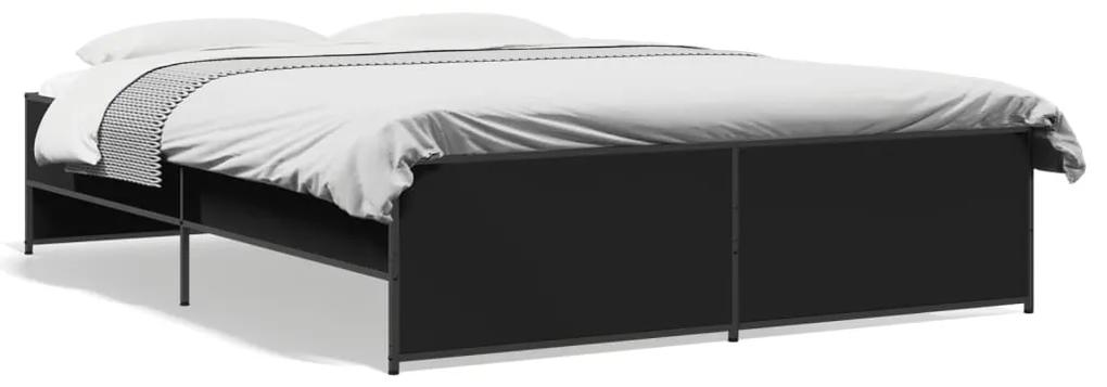 3279882 vidaXL Cadru de pat, negru, 150x200 cm, lemn prelucrat și metal