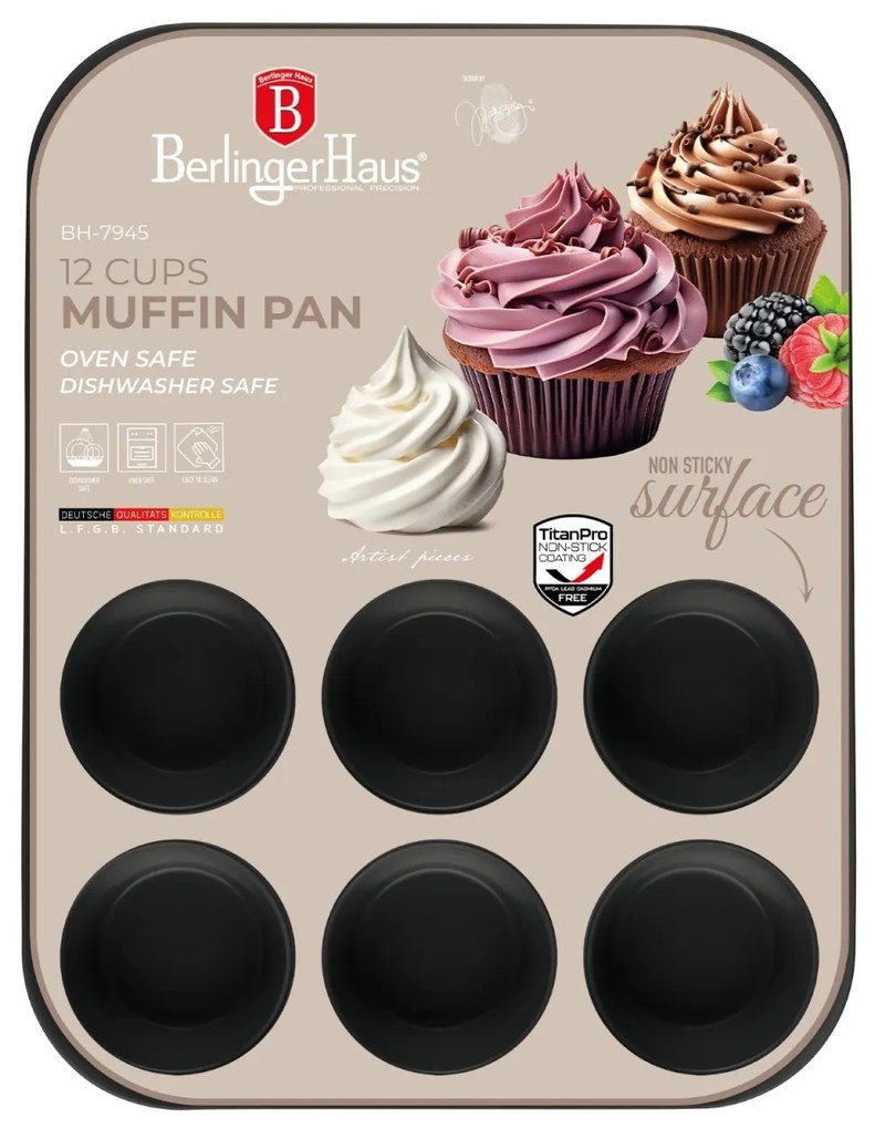 Tava 12 briose/muffins Leonardo Berlinger Haus BH 7945, visiniu mat