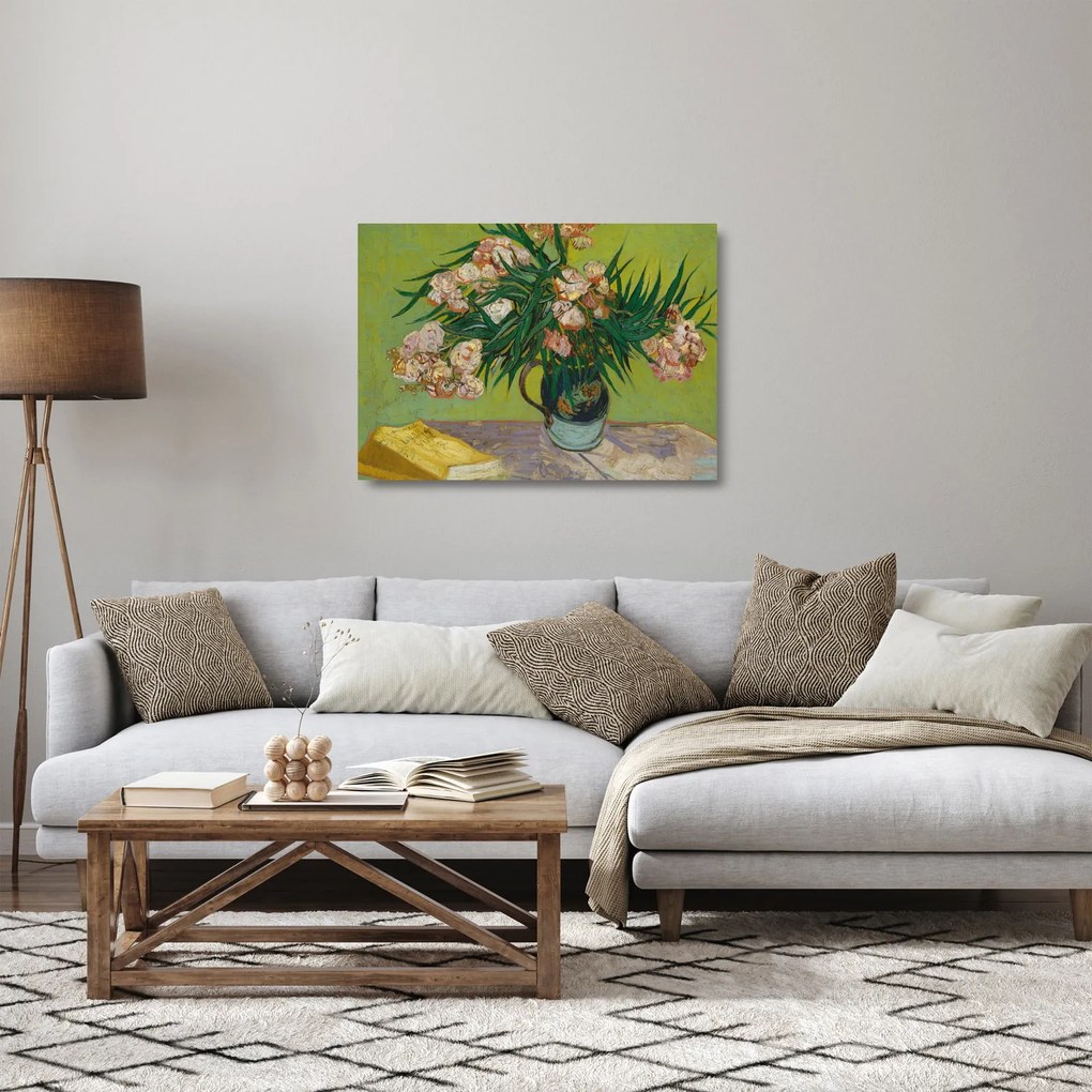 Tablou pe sticlă - Vincent van Gogh, Oleanders, reproducere (70x50 cm)
