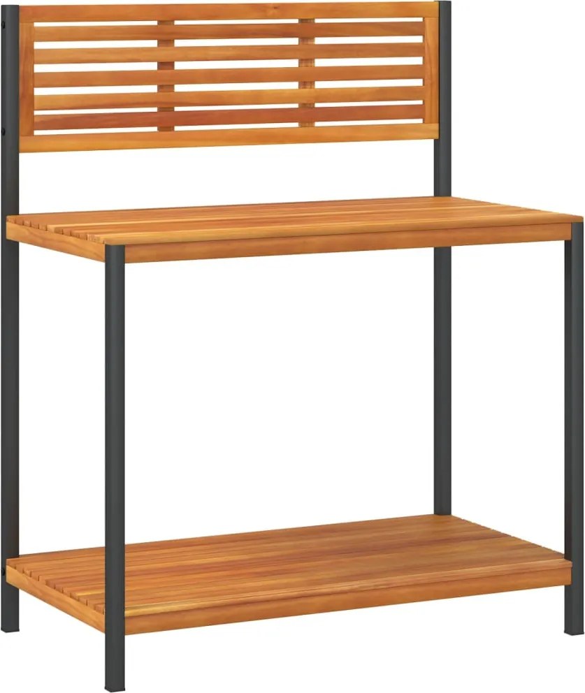 vidaXL Masa de lucru de grădină 90x50x110 cm lemn masiv acacia și oțel