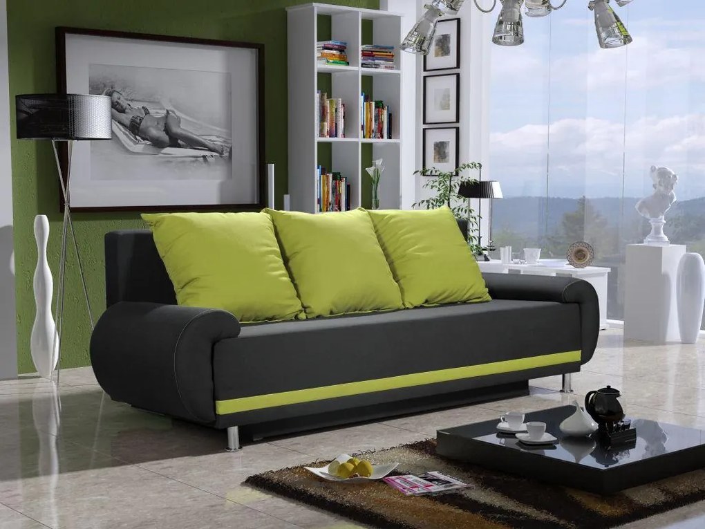 Canapea trei locuri Almonis (negru + verde). 616161