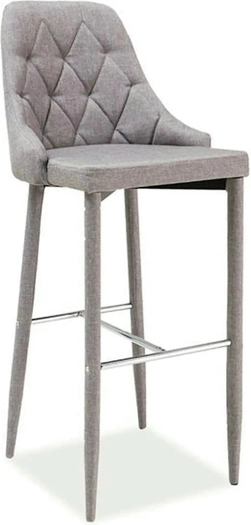 Scaun bar TRIX H-1, gri, stofă/metal, 46x42x109 cm