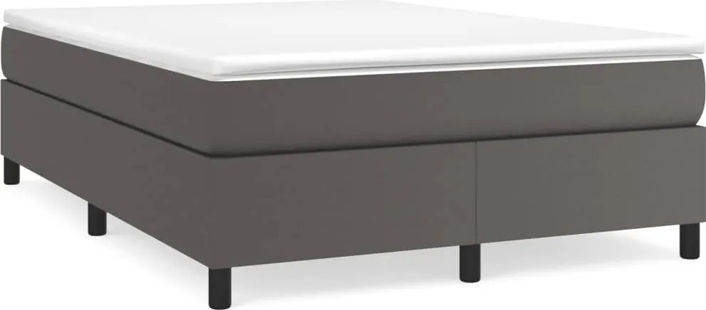 vidaXL Cadru de pat cu arcuri, gri, 140x200 cm, piele ecologică