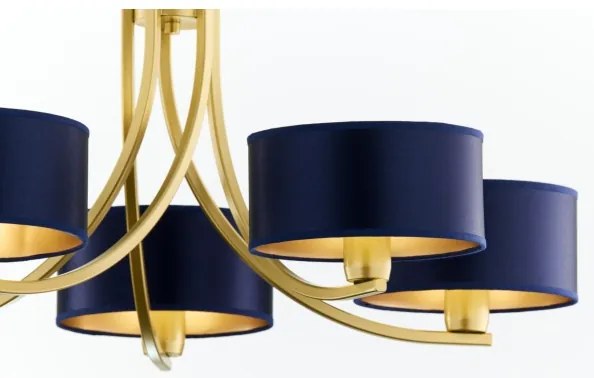 Jupiter 2094 - Candelabru ARTHUR suspendat cu lanț, 5xE27/15W/230V, albastru/auriu