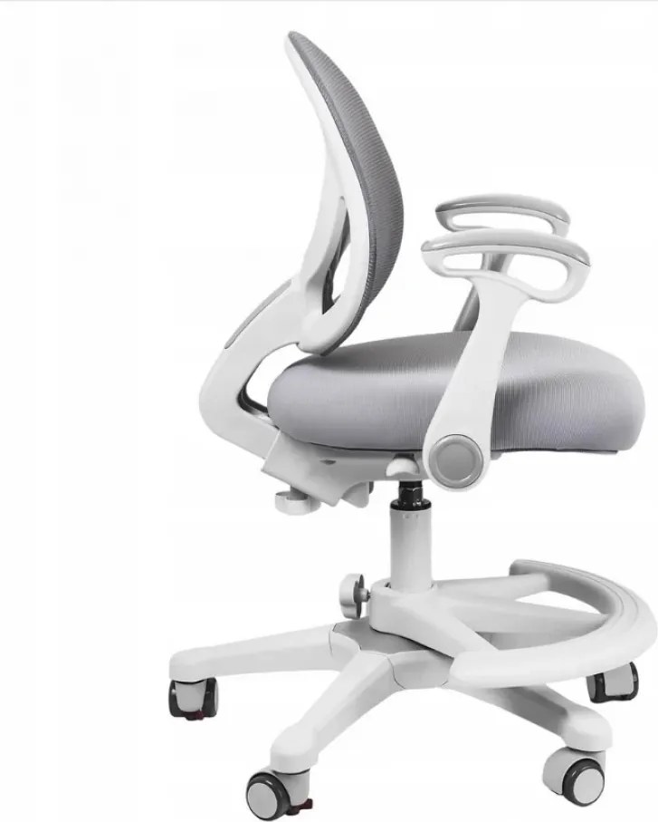 FlexGrow Junior YB1059 - Scaun Ergonomic pentru Copii, spatar reglabil, cotiere reglabile, inaltime reglabila, suport picioare ajustabil, Mesh, Gri