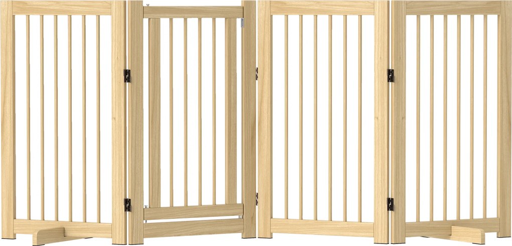 PawHut Poartă pentru câini, independentă, pliabilă, ușă & picioare de susținere, cadru din lemn, 220x36x91cm | Aosom Romania