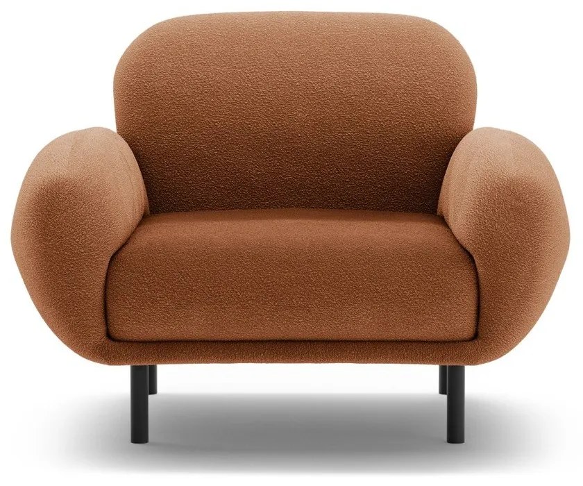 Fotoliu teracotă cu tapițerie din țesătură bouclé Poppy – Micadoni