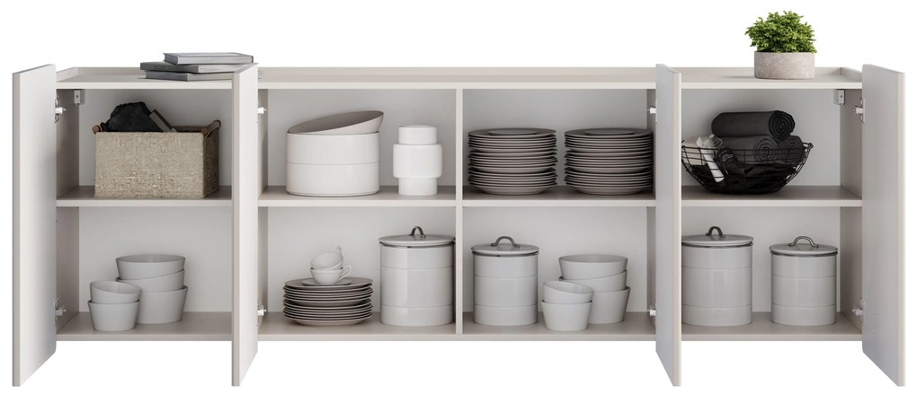 Comodă suspendată cu patru uși Malmi 200 cm - cașmir / negru