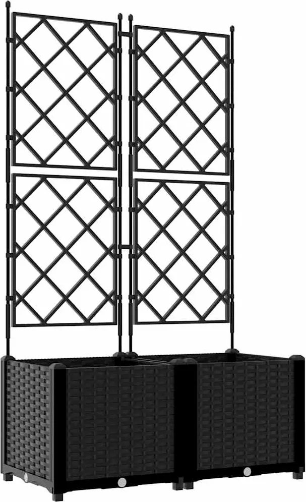 vidaXL Vază pentru Grădină 2 pcs Negru 80 x 40 x 143 cm Oțel