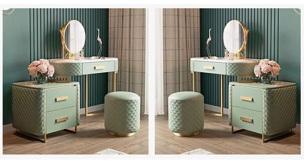Masuta de toaleta pentru machiaj moderna cu oglinda Culoare - Verde DEPRIMO 19467