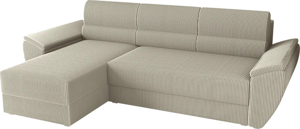Canapea extensibila de colt reversibila in forma L TAVERO 251x140 cm, bej deschis