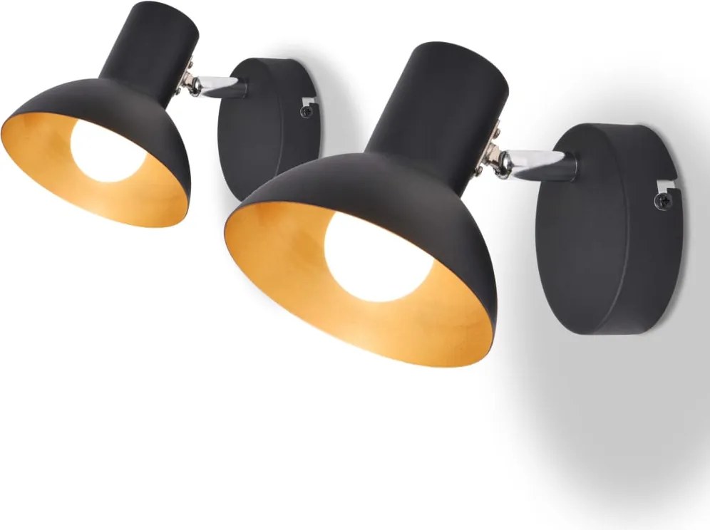 vidaXL Lămpi de perete 2 buc. Becuri E27, Negru și auriu