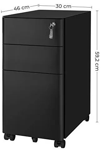 Dulap mobil cu incuietoare, Songmics, Negru, OFC030B01, 30 x 46 x 59 cm