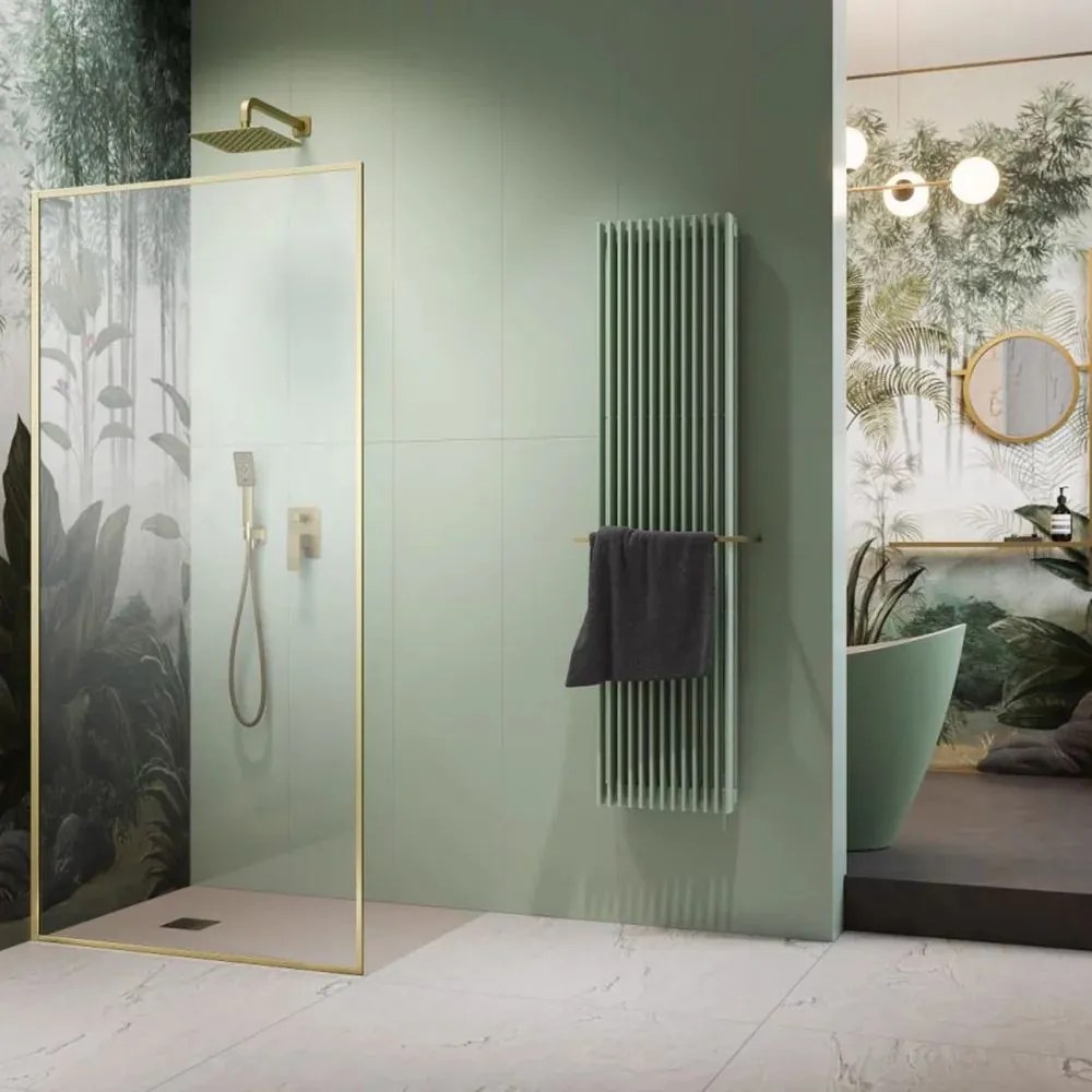 Paravan de dus tip Walk-in Radaway Modo F SL II auriu periat-transparent 110 cm sticla securizata 8 mm stanga