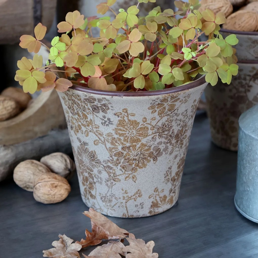 Ghiveci din ceramica, cu motive florale, D14.5cm, Melun