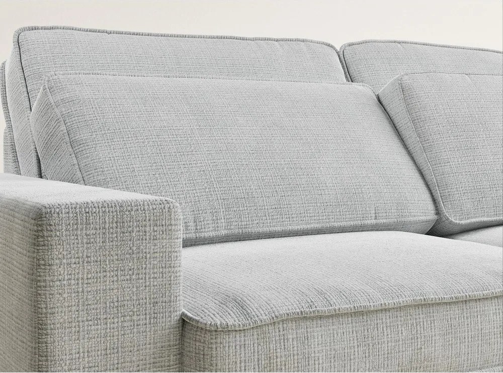 Colțar gri deschis cu tapițerie din chenille (cu colț pe partea dreaptă/în formă de ”L”) Kirou – Maison de Rêve