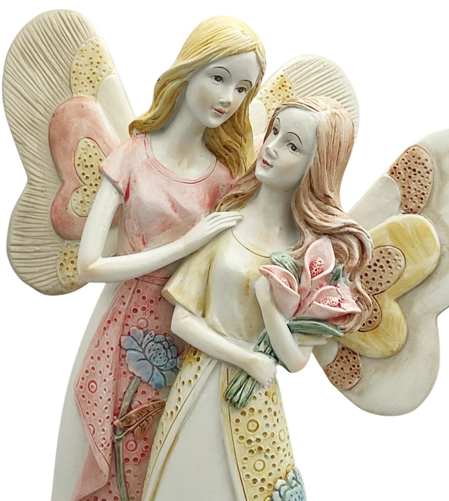 Figurina cu Ingeri SERENITY, Roz, 14x25cm