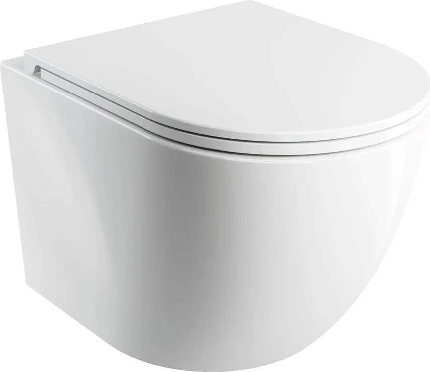Set vas WC suspendat Omnires Ottawa Rimless Silent Power alb lucios cu capac softclose