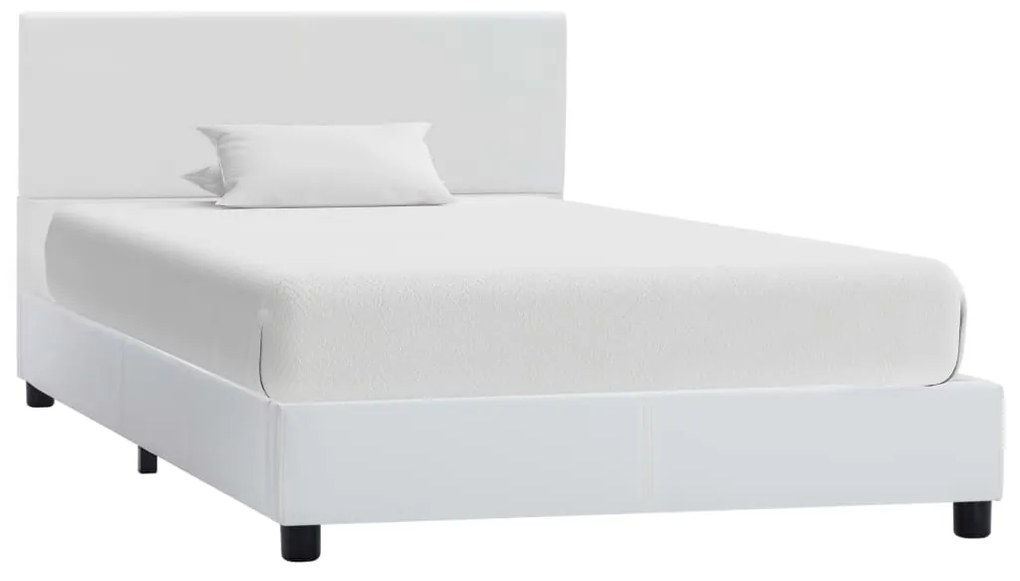 284762 vidaXL Cadru de pat, alb, 90x200 cm, piele ecologică