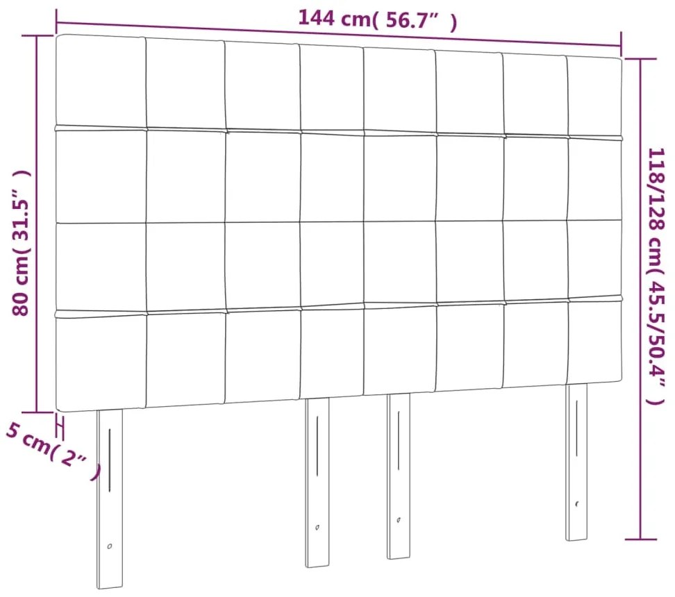 Tablie de pat cu LED, roz, 144x5x118 128 cm, catifea 1, Roz, 144 x 5 x 118 128 cm