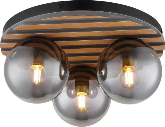 Globo 54343-3 - Plafonieră PARSONS 3xE27/40W/230V Ø 39 cm maro/fumuriu