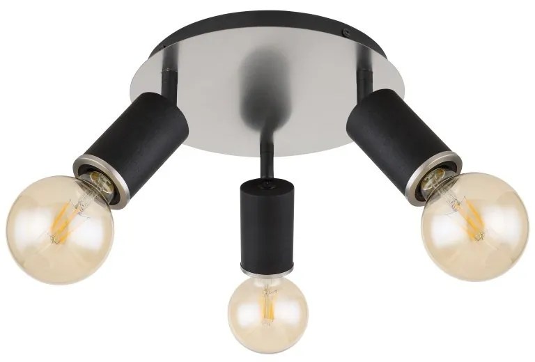 Plafoniera cu 3 spoturi directionabile design modern Joseba negru, nichel mat