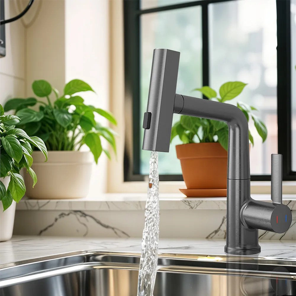 Robinet mixer pentru chiuvetă Mara cu cap multifuncțional gri