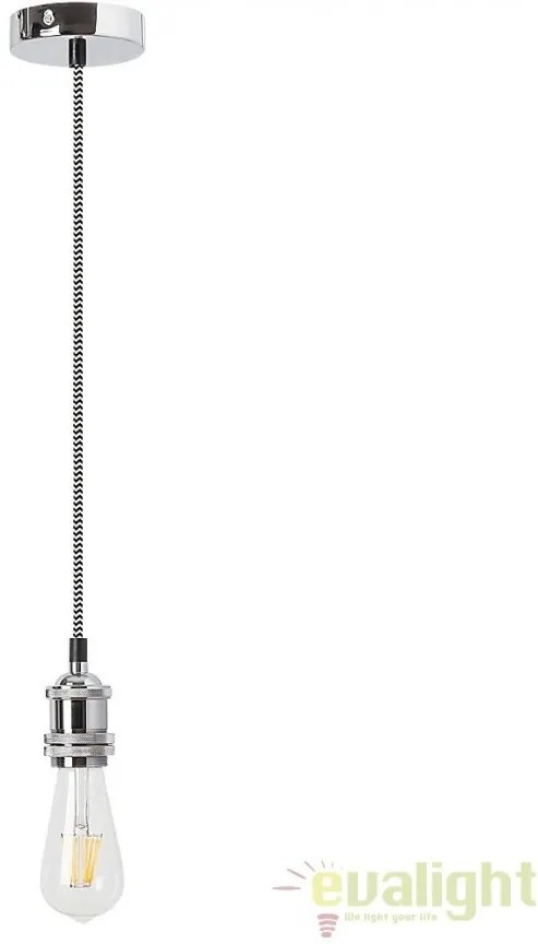Lustra, Pendul design Industrial Style, finisaj argintiu, diametru 10cm, Fixy 1418 RX