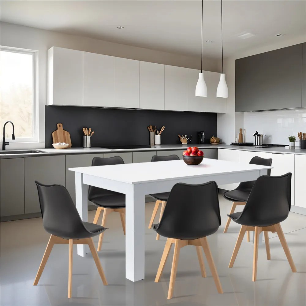 Set de masă Lola 6+1 alb-negru