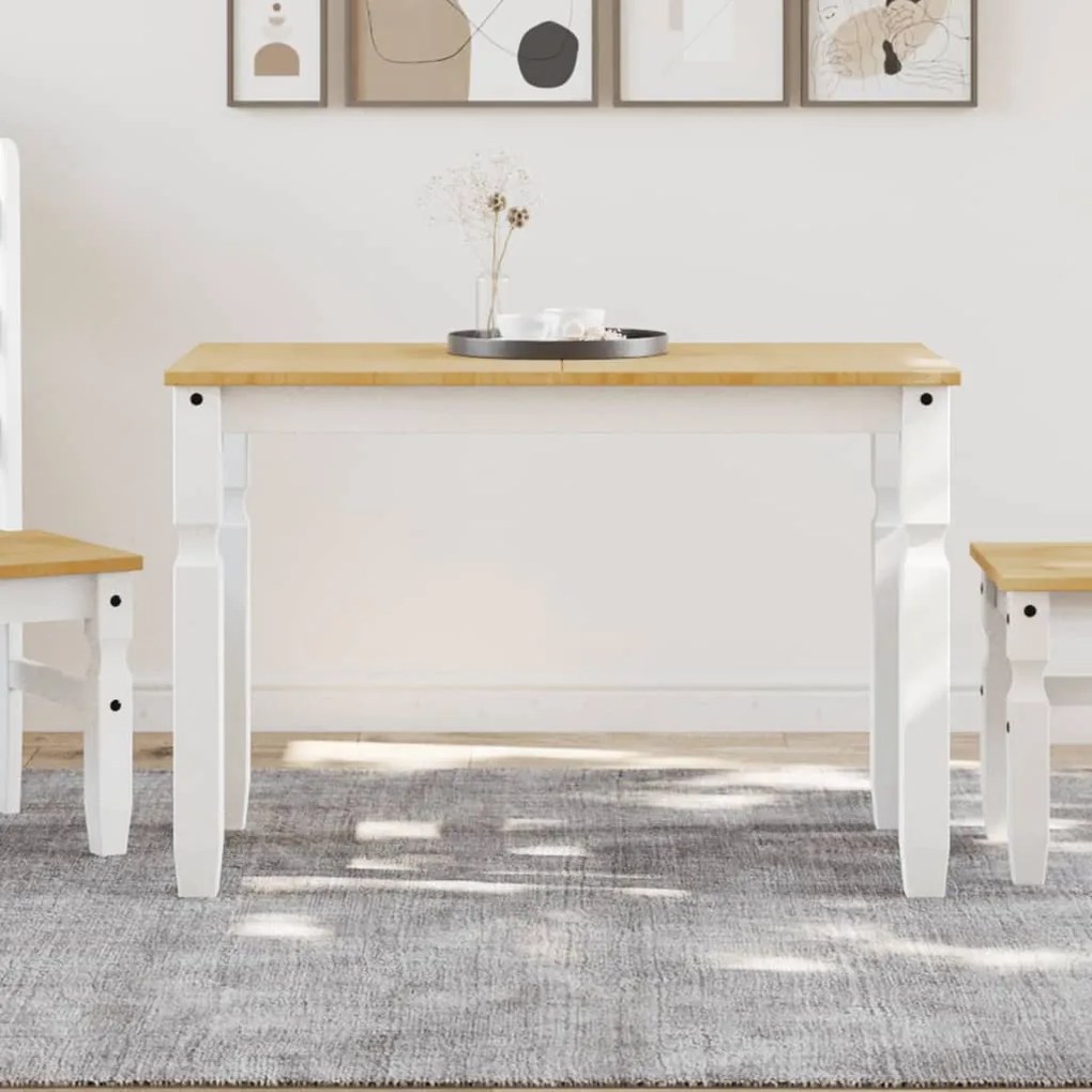 vidaXL Masă de sufragerie &quot;Corona&quot;, alb 112x60x75 cm lemn masiv de pin