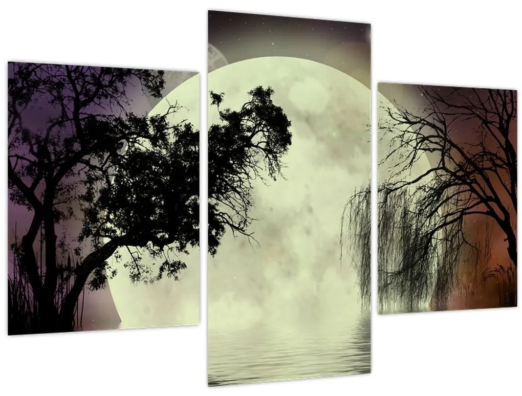 Tablou - Lună plină deasupra apei (90x60 cm)