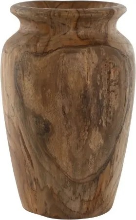 Vază decorativă, stil natural rustic, culoare natur, din lemn de tec, „Teak”