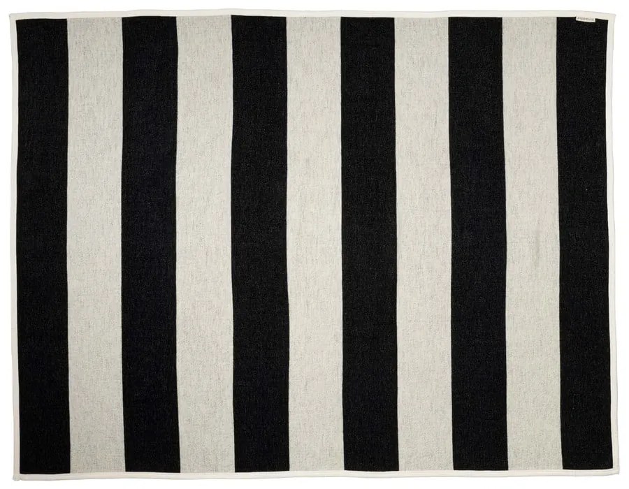 Pătură alb-negru din amestesc de lână 140x180 cm Bob Black Vanilla – Pappelina