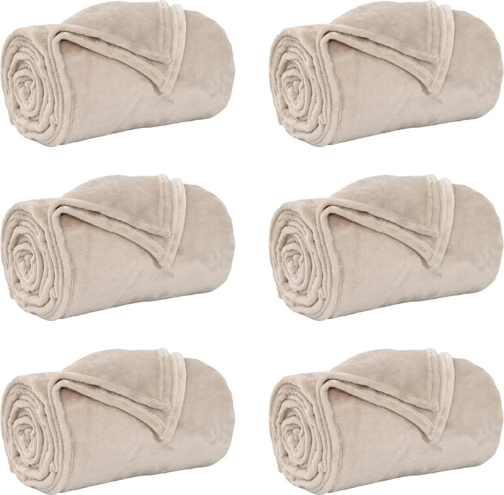 vidaXL Pături de aruncat 6 pcs Bej 220 x 240 cm Molton
