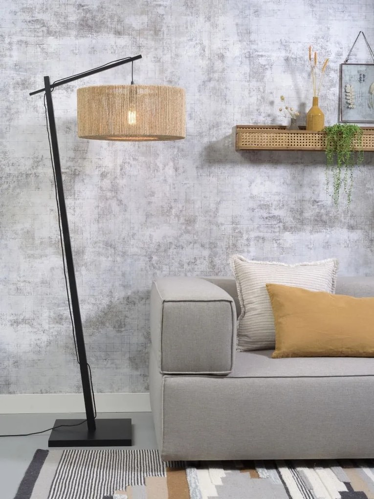 Lampa de podea eco din iuta Iguazu 50cm negru/ natur