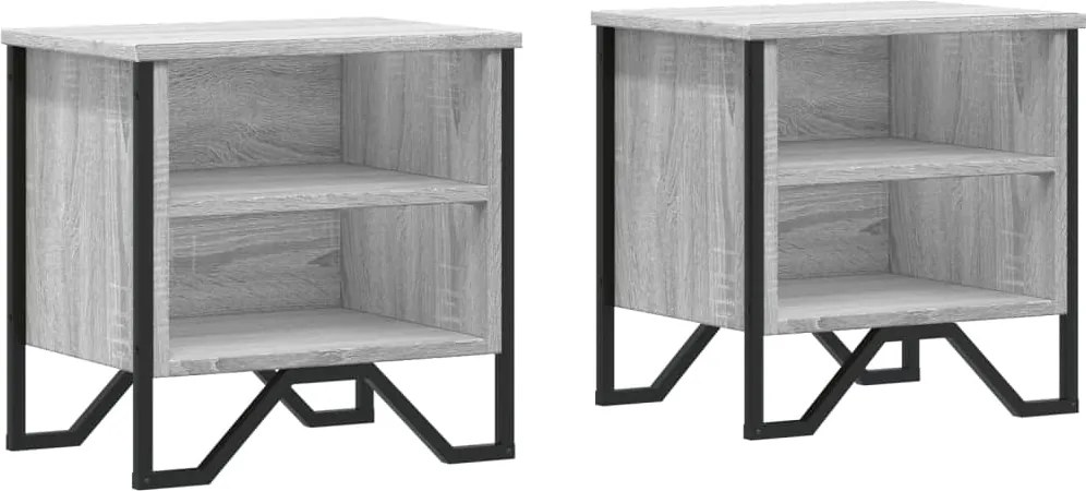 vidaXL Noptiere, 2 buc., sonoma gri, 40x30x40 cm, lemn prelucrat