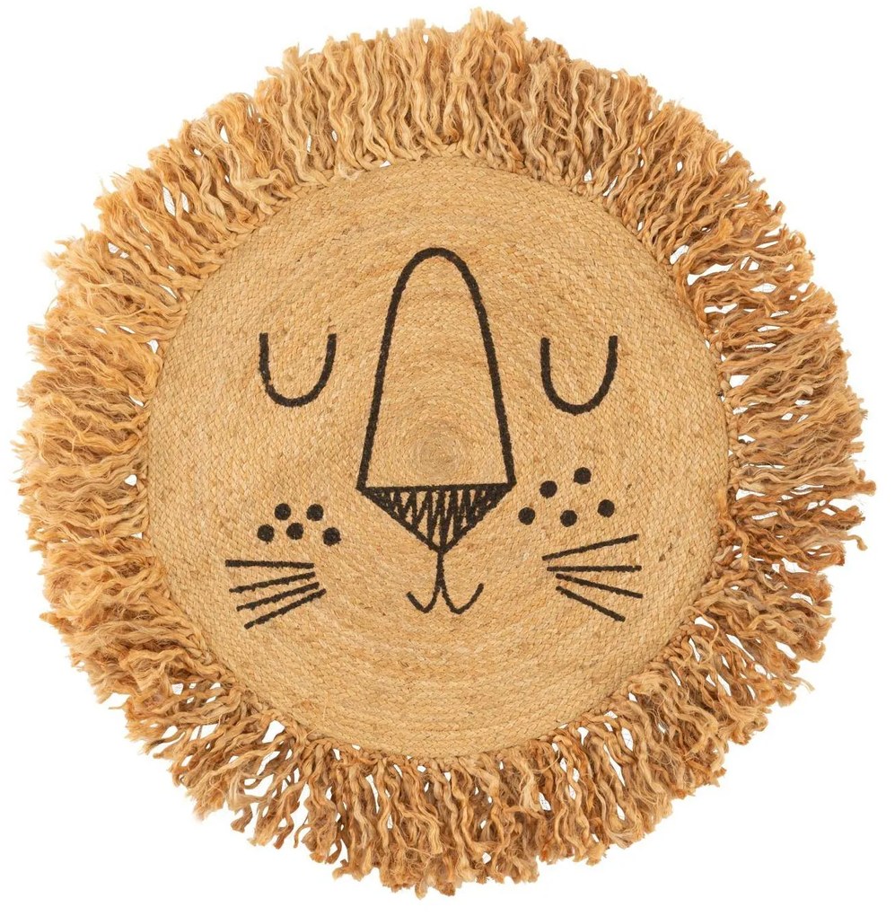 Covor pentru camera copiilor, din iută Lion, Ø 90 cm