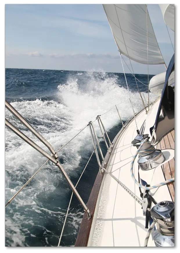 Fotografie imprimată pe sticlă Yacht pe mare