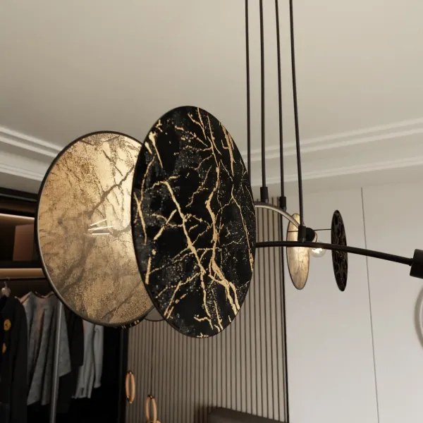 Lustră pe cablu MOTIF 4xE27/15W/230V negru/auriu