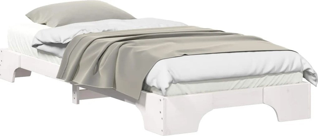vidaXL Cadru de pat Alb 100 x 210 cm Lemn de pin masiv