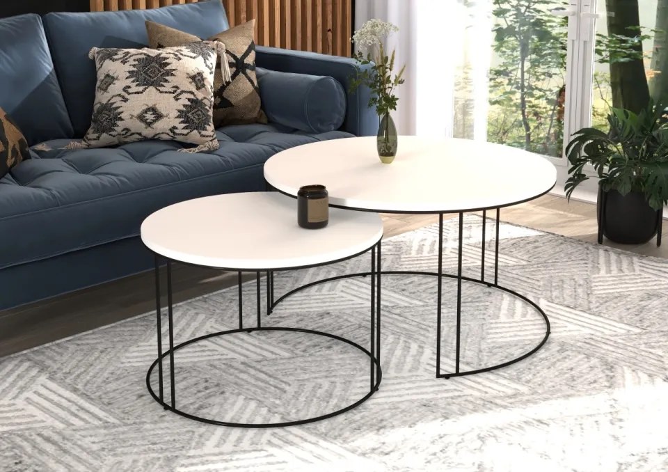 Set masuta de cafea, ETTA, ADRK Furniture (Culoare: Alb / Beton)