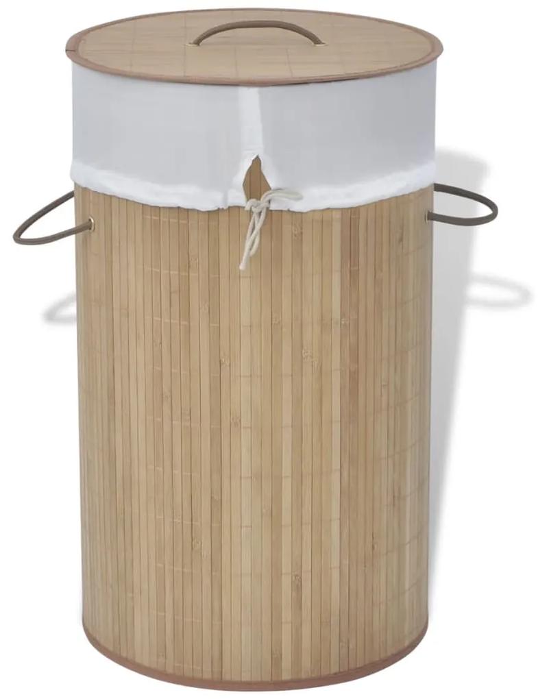 Cos de rufe cilindric din bambus maro 1, Maro deschis, O 35 x 60 cm